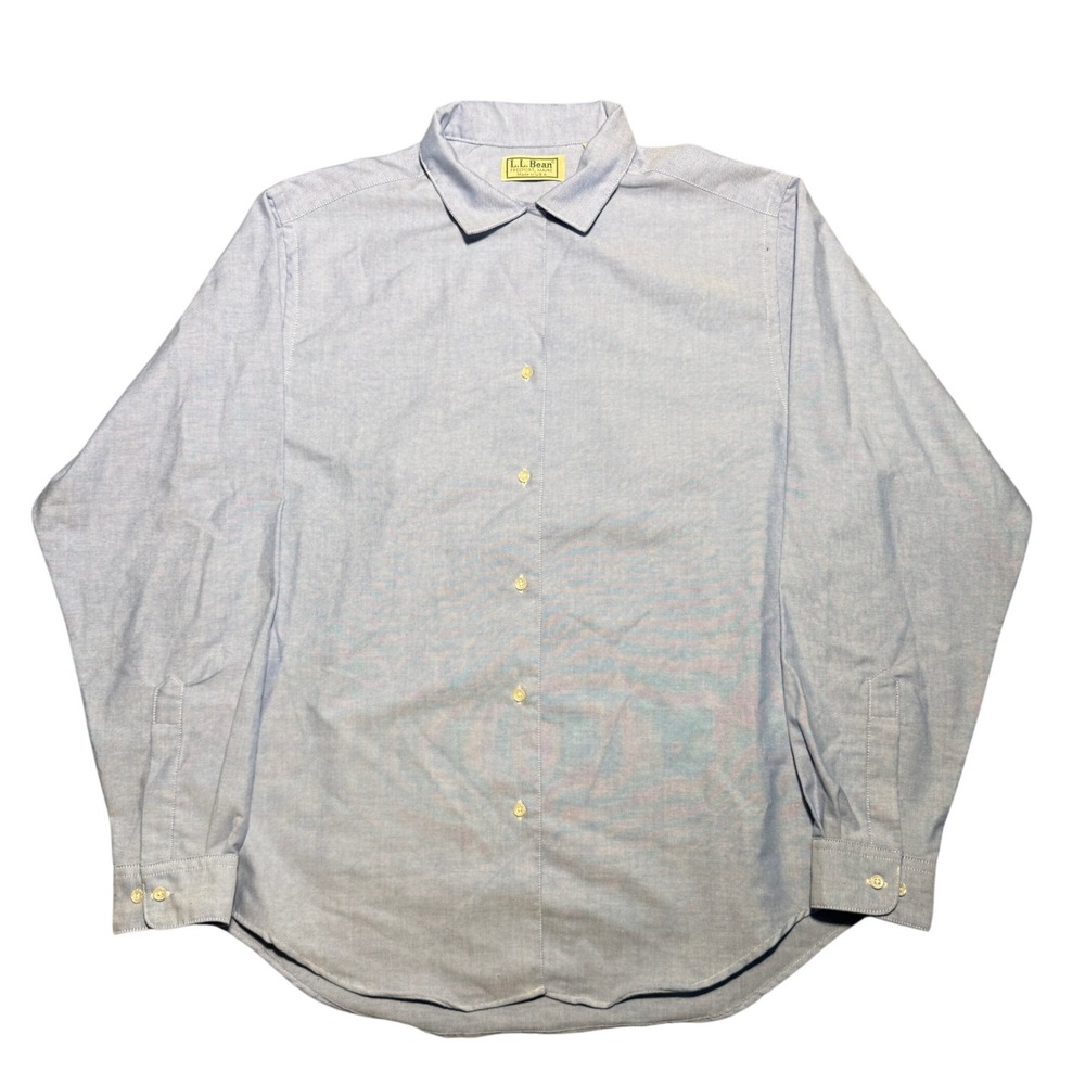 Vintage LL Bean USA Made Blue Oxford Button Down Shirt Womens 12 Long Sleeve
